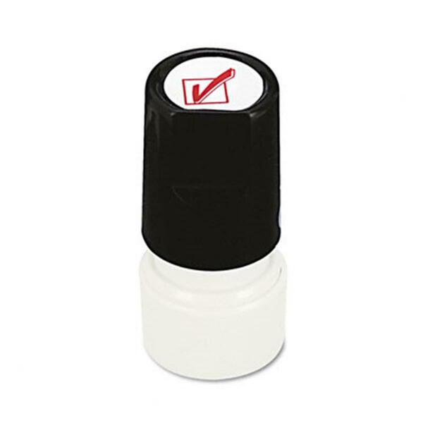 Universal Battery Universal One-Color Round Message Stamp Check Mark Pre-Inked/Re-Inkable Red 10075